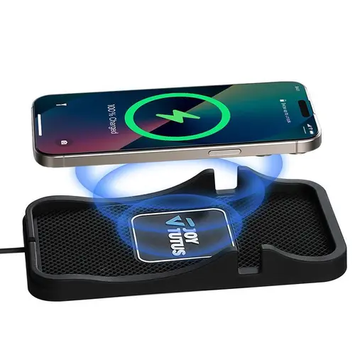 【SummerSurvivals】Joytutus 15W Wireless Car Charger Pad, Type C Rechargeable Auto Fast Charging Mat with Anti-Slip Rubber Base, Hands-Free Stand, Car Accessories for SUVs, Trucks, Accessories For Car