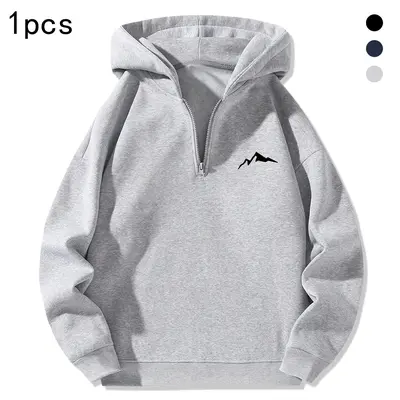 Men's spring and autumn half-zip hooded sweater, fashionable and versatile, single-piece casual half-zip sweater, ultra-fashionable hoodie,summervibes