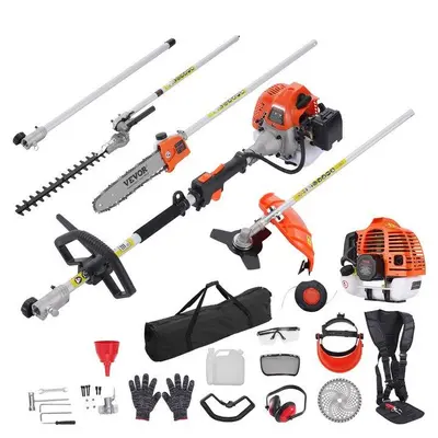 【DealsForYouDays】VEVOR 6-in-1 Multi-Functional Trimming Tool Set - Gas Hedge Trimmer, Weed Eater, String Trimmer, Brush Cutter, Edger, Pole Saw Chainsaw Pruner Whacker with Shoulder Strap - Father's Day Gifts, Garden & Hardware Tools