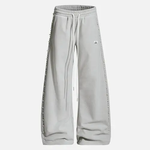 Aelfric Eden Women's Mid-Rise Barrel-Fit Baggy Sweatpants - Pearl Detail, Soft Midweight Fabric, Comfortable Vintage Street Bottom - Basic Lady's Leg Piece for Summer Outfits, Vacation Outfits