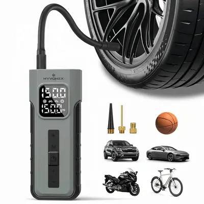 Portable Tire Inflator, HYVOHEX C2 Cordless Air Pump with Auto Shutoff, Digital Pressure Gauge & LED Light for Car Tires, Bikes, Motorcycles & Balls Automotive Maintenance Tools,summerwins summerwins