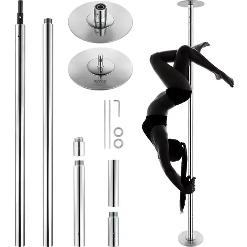 【DealsForYouDays】VEVOR Professional Dancing Pole,  , Spinning Static Dancing Pole Kit, Portable Removable Pole, 45mm Heavy-Duty Stainless Steel Pole, Height Adjustable Fitness Pole, for Exercise Home Club Gym, Silver