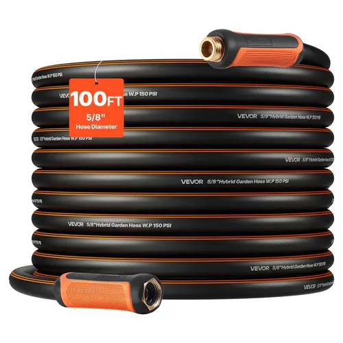 【DealsForYouDays】VEVOR Garden Hose,100 ft 5/8" Heavy Duty 4-Layer Rubber Water Hose150PSI Working & 600PSI BurstFlexible & Non-kink Outdoor Waterhose with 3/4" FittingLightweight Hoses for Gardening Cleaning, High Pressure Hose, Hybrid Hose