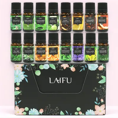 16x10ml Aromatic Essential Oils Bottle Set - Aromatic Scent for Diffuser, Aromatherapy, Home Fragrance, Ideal Gifts with Rosemary, Jasmine, Grapefruit, Lemon, Patchouli, Clove & More