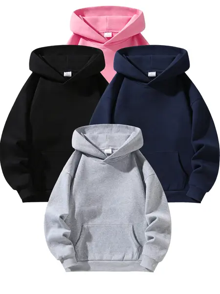 Men's Minimalist Long-Sleeve Fleece Hoodie Sweater - Regular-Fit, Soft, Breathable Polyester Pullover, Mens Clothing, Men's Wear, Essential Hoodie - Durable, Machine-Washable Casual Outdoor-Urban Tops (Gray/Black/Blue) - Gifts for Him,summerwins,father'sd