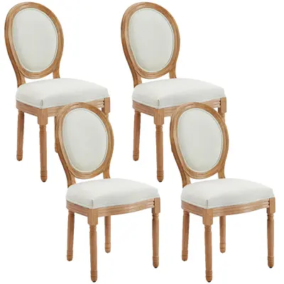 Dining Chairs Set of 2/4/6, Tall Back Side Chair, Vintage Dining Room Chairs with Round Back,Fabric Or PU artificial leather Dining Chair,Solid Wood Legs,For Kitchen and Dining Room dinning chair,summervibes summervibes