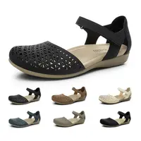 Rihero Women's Orthopedic Closed-Toe Flat Sandals - Elegant Classy Sandals with Breathable Hollow-Out Design, Comfy Arch Support, Adjustable Strap, Non-Slip Sole - Ideal for Work, Walking, Women's Sandals,summerwins,summeroutfits,vacation & beachoutfits