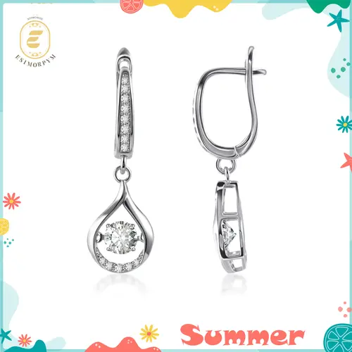 EOM 18K Gold-Plated Moissanite 1ct Y2K Glow of Firefly Teardrop Dangle Earrings Silver-Plated Valentine's Day Wedding Engagement Anniversary Romantic Elegant Gift Daily Wear