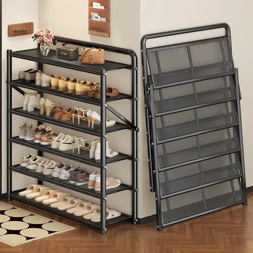 MiaoLi Multilayer ABS Organiser - Freestanding Shoe Storage with Adjustable Shelves, 20 - 25 Kg Capacity, No Assembly Required, Foldable Multi-Tier Rack for Home Entrance, Rental Homes (Budget-Friendly Storage Organization Solution),summerwins