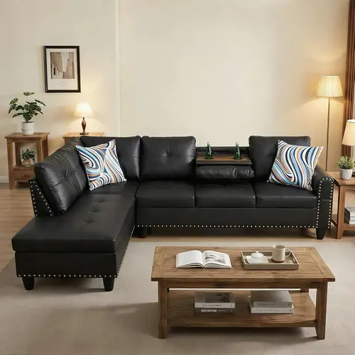 L-Shaped Sectional Sofa, Modern Sectional Couches Home Sofas for Living Room, Modular Living Room Sets Furniture for Apartment Bedroom & Office
