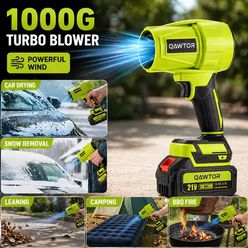 Qawtor Cordless Leaf Blower & Turbo Car Dryer | Handheld Portable Air Blower for Cleaning | Super Powerful Dust Collector | Turbojet Hair Dryer, Household Cleaning Tools, Yard and Garden Maintenance, Car Care, Summervibes
