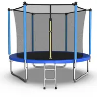 Mersco 8FT Outdoor Trampoline with Enclosure Net and Ladder, Blue Recreational Fitness Equipment for Kids and Home Gym Exercise, Heavy Duty Trampoline, Outdoor Kids Stuff, Kids Outdoor Play