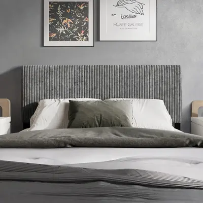 Favorer Romney Upholstered Headboard with Vertical Channel Tufting, Adjustable Height