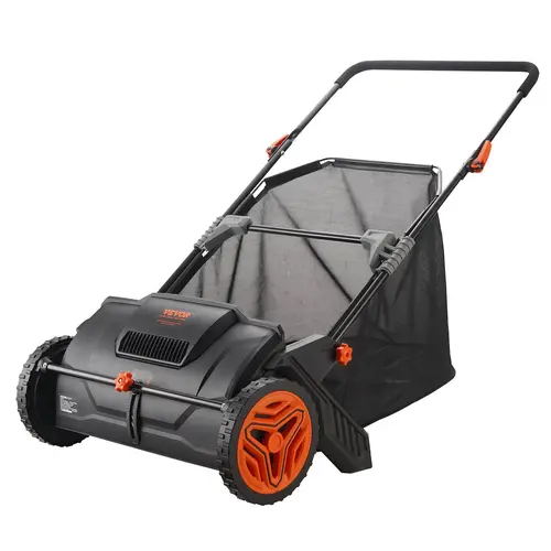 【FathersDayGift】VEVOR Push Lawn Sweeper 21-Inch Leaf & Grass Collector with 3.5 cu. ft. Mesh Collection Hopper Bag, 2 Spinning Brushes & Strong Rubber Wheels VEVOR Super Brand Day, Handle