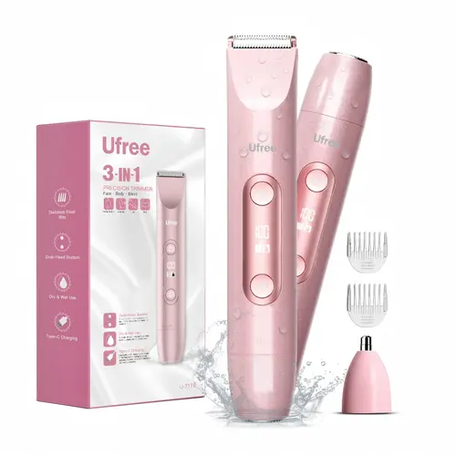 Ufree Women's Multifunctional Cordless Hair Trimmer - Dual Head Shaver, Underarm Trimmer, Rechargeable Waterproof Razor, Summer Grooming Kit, Gifts for Her, Multifunctional Hair Trimmer