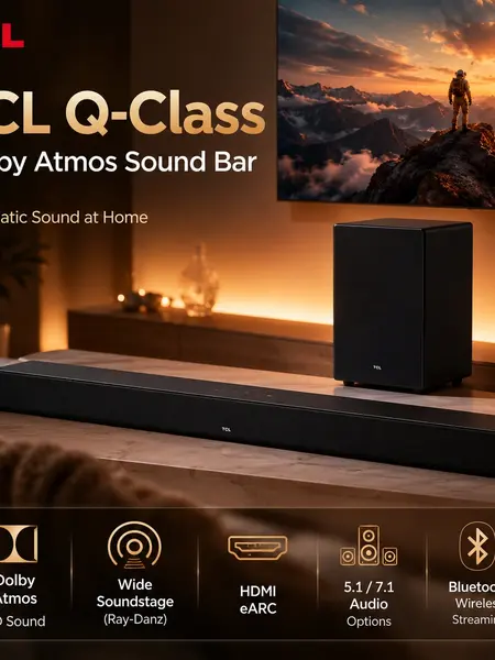 TCL Q65H/Q75H/Q85H Surround Sound Bar with Wireless Subwoofer for Smart TV | Dolby Atmos & DTS:X Audio, Bluetooth Home Theater Speaker, App Control & Remote Control | Latest Model