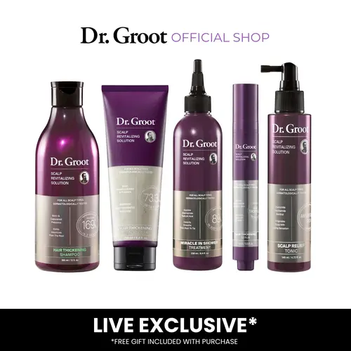Dr. Groot Complete Set + Scalp Relief Tonic - 5-Piece Color Safe for Permanent Hair Color Hair Care System for Volume, Strength, and Reduced Loss with Biotin & Rosemary, Safe for Color-Treated Hair