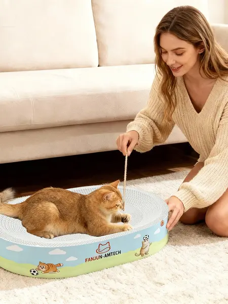 DealsForYouDays FANJUN-AMTECH Advanced Reinforced Corrugated Paper Cat Scratching Board, Classic Cartoon Print, Anti-Slip Base, Large Play Space, Durable, No Paper Scraps, Cat Furniture for Play & Rest Cat Furniture cool cat stuff for indoor,summerw