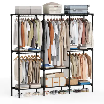 Wardrobe Closet,Portable Clothes Racks for Hanging Clothes, Free Standing Closet with Tier Shelves, Closet Organizers and Storage Rack for Cloakroom, Bedroom