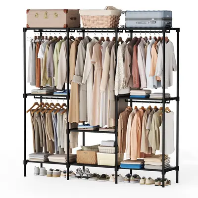 Wardrobe Closet,Portable Clothes Racks for Hanging Clothes, Free Standing Closet with Tier Shelves, Closet Organizers and Storage Rack for Cloakroom, Bedroom
