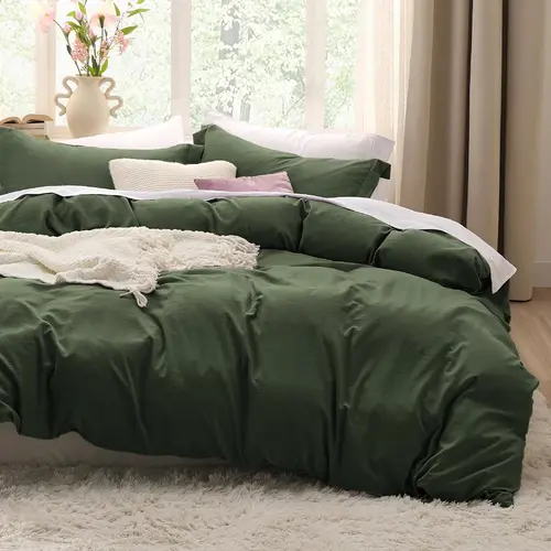 【Deals For You Days】Bedsure  Lightweight Soft Duvet Cover - 3 Pieces Prewashed Cotton-Like Polyester Extra Soft Bedding Set, Includes 1 Duvet Cover  with Zipper Closure & 2 Pillow Shams, No Comforter