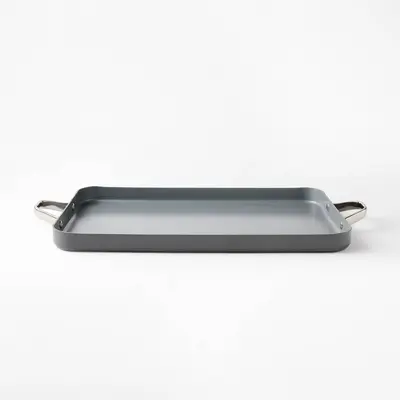 Nonstick Ceramic Coated Aluminum Double Burner Griddle Dark Gray - Figmint