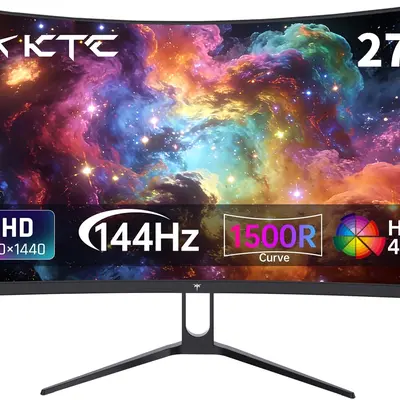 Ktc 27" 2560x1440 Curved VA Gaming Monitor for Gaming Stuff, 1500R 144Hz/120Hz Refresh Rate, HDR400 400nits, Adaptive Sync, 2x HDMI 2.0, DP 1.4, VESA 100x100 PC Monitor, Model H27S5C