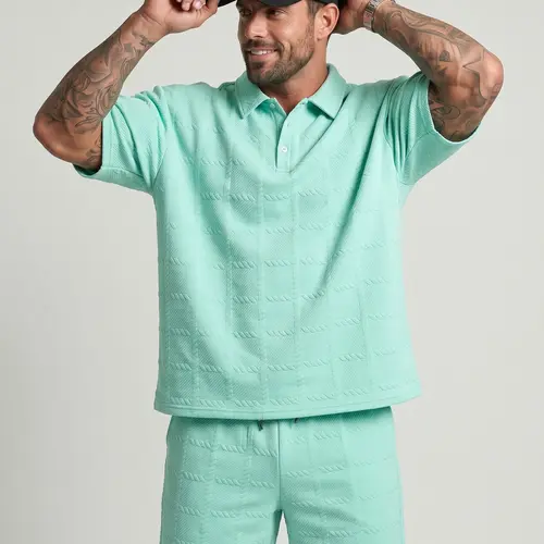KZZ Men's 2 Piece Sets Summer Solid-Colour Formal Wear & Casual Matching Sets - Short-Sleeved Suit, Tropical Gamis, Chainsaw Top,father'sdaygifts