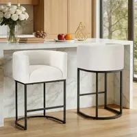 Sweetcrispy Fabric Barrel Counter Height Back Pad Barstools - Easy-Assemble Furniture for Kitchen Island, Pub Dining Room, Multiple Height Options, Comfort Support