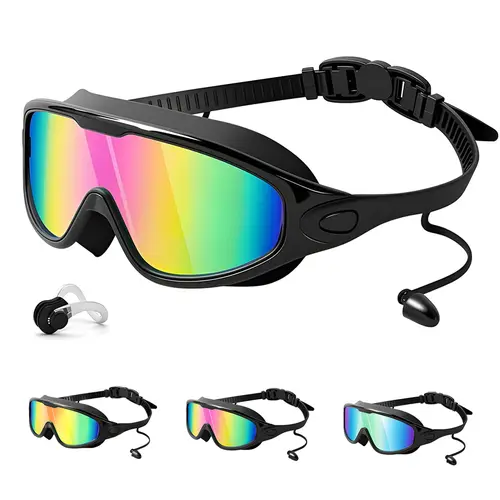 Anti-Fog Swim Goggles with UV Protection, Wide View No Leak Swimming Goggles for Men Women Kids, Adjustable Comfortable Swim Glasses with Ear Plugs for Pool, Beach, Training and Water Sports Accessories summerwins