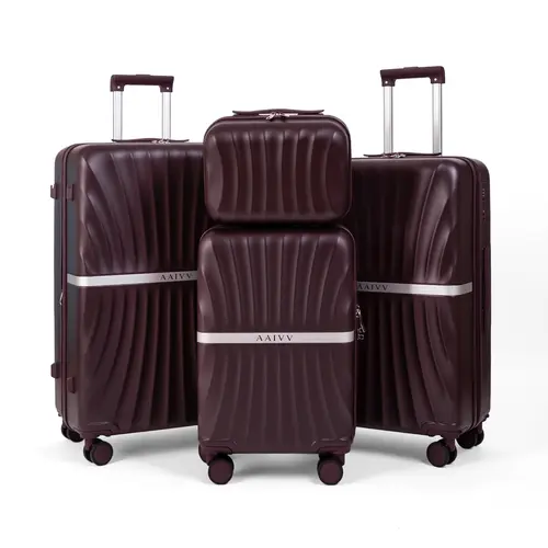 Luggage 4 Piece Set Suitcase with TSA, Airline-Approved Hard Shell Expandable Double Spinner Rolling Wheels Suitcases for Lightweight Travel (Dark Purple, 28in26in20in13in)