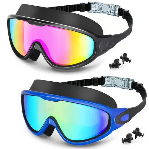 MARISUN Swim Goggles 2 Pack for Adult Men Women, Anti-fog UV Protection No Leak 180° Wide View Clear Vision Pool Goggles summerwins,bathingsuitwomenset