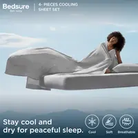 【Deals For You Days】Bedsure 4- Pieces Cooling  Sheets ， Cooling Bed Sheets for Hot Sleepers, Chill Cool Sheet, Deep Pocket Up to 18 Inches, Soft & Breathable  Sheets Set