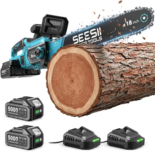 【DealsForYou】SEESII 18 Inch Chainsaw Cordless, 80V(40V*2) Battery Powered, Compact Chain saw with  30 FT/S Powerful Cutting, Auto Oiler & Long Battery Life For Wood/Tree Cutting, Pruning, Yardwork Pro Use M18 Ace CS18