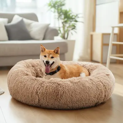 Pet Bed for Dogs and Cats – Machine Washable Cozy Nest with Long Plush & Waterproof Artificial Fur – Non-Slip Base for Small Dogs & Cats – Soft Warm Sleeping Mat