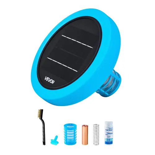 【FathersDayGift】VEVOR Solar Pool Ionizer, Round Copper Pool Ionizer Up to 35000 Gal, Floating Automatic Water Cleaner and Purifier, Chlorine Free Water, with Copper Anode, Spring, Brush and Filter for Pools & Spas,campingessentials,outdoorfurnitureset,cam