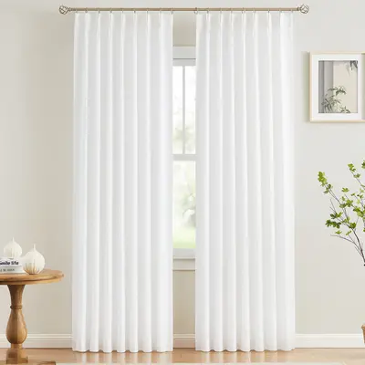 【FathersDayGift】VEVOR Sheer Curtains, 84 inches Long, 2 Panels Set Sheer White Curtains, Each 52" W x 84" L, Dual Rod Pocket Installation, 100% Polyester Window Drapes for Bedroom, Living Room, Balcony, Yard
