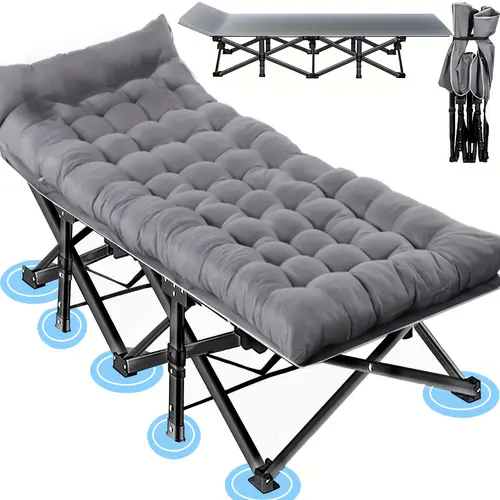 Portable Folding Bed with Mattress – Heavy Duty Camping Cot for Adults, Detachable Sleeping Pad for Office Napping, Outdoor Camping, Travel, and Home Use