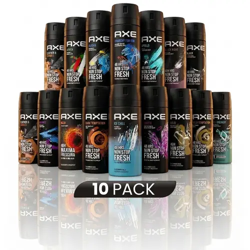 AXE Deodorant Body Spray for Men, 10 Pack Variety Mix (150ml), 48H Long-Lasting Freshness, All Body Deodorant feat. Phoenix, Africa, & Alaska Scents