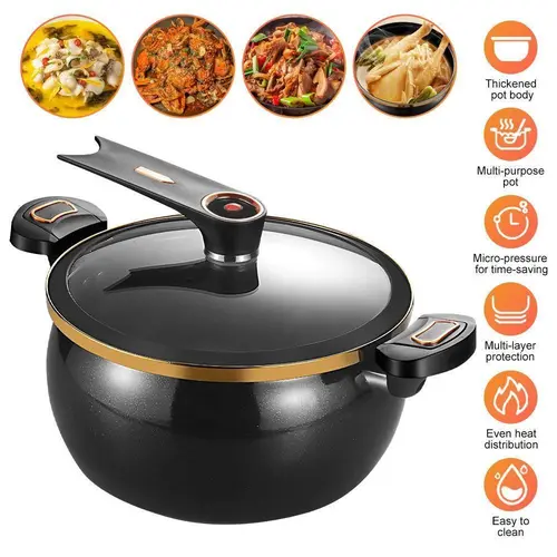 Micro Pressure Cooker 8.45Qt Nonstick Cooking Pot Fast Cooking Kitchen Cookware with Safety Valve Glass Lid for Gas Stovetop#DealsForYouDays
