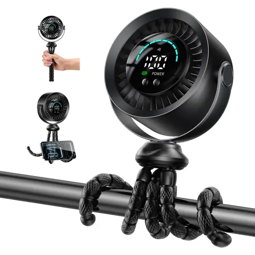 KIMMOO Upgrade Portable Stroller Fan, 3 in 1 Rechargeable Octopus Personal Cooling Fan with 100 Speeds & Turbo Airflow, 360° Rotatable Quiet Safe Clip On Fan for Crib, Car Seat, Treadmill, Bike, Golf Cart, Beach, Camping, Travel summerwins