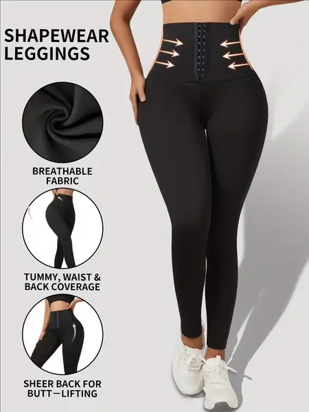 Women's High-Waisted Shaping Leggings - Corset Design, Buttoned Stomach Flattening, Peach Hip Lift, Women's Clothes for Yoga, All Seasons Sports Bottoms summerwins,summerwins