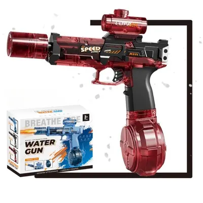 Summer Pool Beach Party LED Electric Large Capacity Automatic Toy Water Gun with Flame Effect, Unisex Outdoor Safe Toy, Rechargeable Lithium Battery