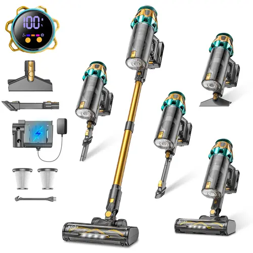 Cordless Vacuum Cleaner, 600W 55mins Runtime, Self-Standing, Wall Mount Charging, Stick Vacuum Cleaner for Hard Floor/Carpet/Pet Hair/Car summerwins,summerwins