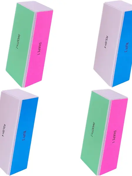 4 Way Nail Buffer Block (4 Pcs), Nail Shine Buffers Blocks Files for Natural and Acrylic Nails Smoother Buffing Block Polisher Fingernail File Buffer 120/240/600/3000 Grit for Buffing Shinning
