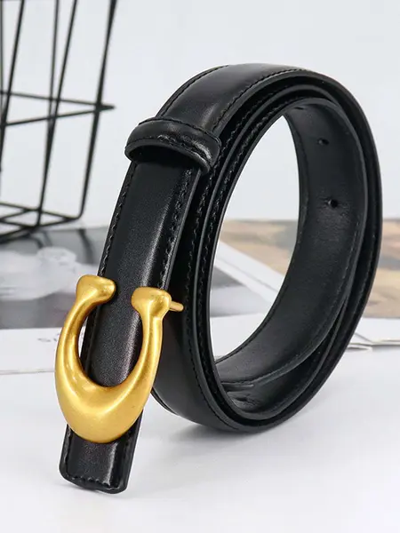 Classic letter style simple and fashionable Business Fashion belt with high-end feel, light luxury, summer Korean alloy buckle, internet famous versatile belt, PU Leather Belts