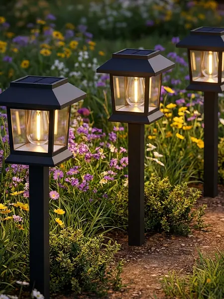 Hoodink 12 Pcs Upgraded LED Solar Pathway Light Waterproof Outdoor Garden Lighting for Driveway Walkway Patio Lawn Warm White 3000K IP44 Easy Installation Brown Hard Plastic Finish Energy Saving Decorative Pathway Lights