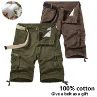 2-Pack Men’s Cotton Multi-Pocket Cargo Shorts, Comfortable Sweat-Wicking, No Wrinkle No Deformation, Free Belt Gift Casual Beige essential shorts shorts for the summer shorts for summer men shorts short shorts jorts for men shorts para hombre,father'sdayg