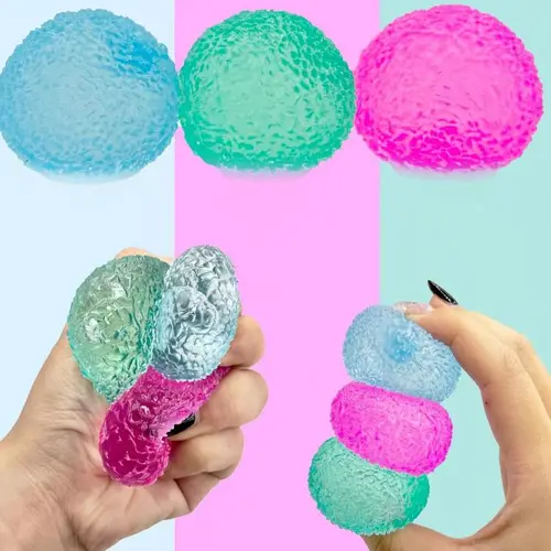3PC Malt Sugar Texture Squeeze Balls, Stress Relief Squishy Toy Set for Kids & Adults, Summervibes Party & Birthday Gift