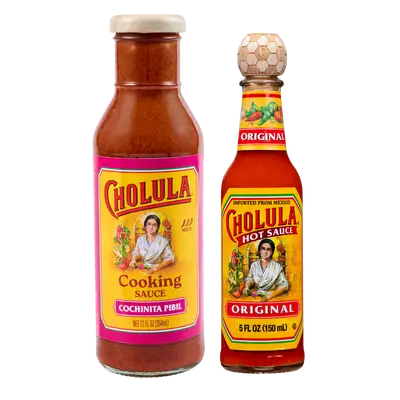 Cholula Game Day Bundle, 2ct (Cochinita Pibil Cooking Sauce & 5 oz Original Hot Sauce with Soccer Cap)